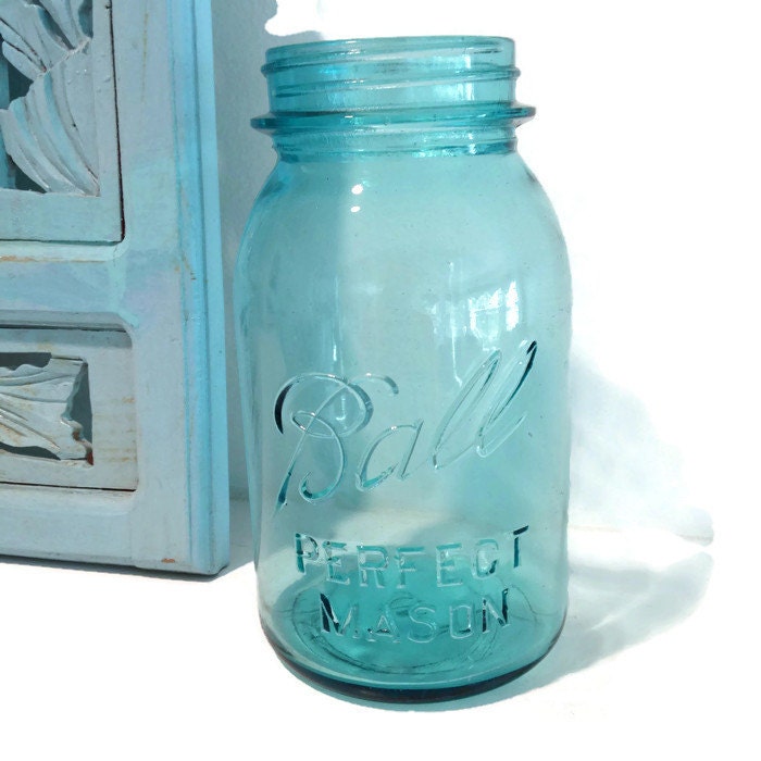 Aqua Blue Ball Jar Mold Number 3 by Eagleseyefinds on Etsy