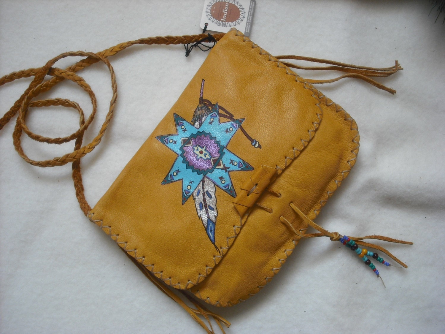 Leather purse Native American by ManaguanCreations on Etsy