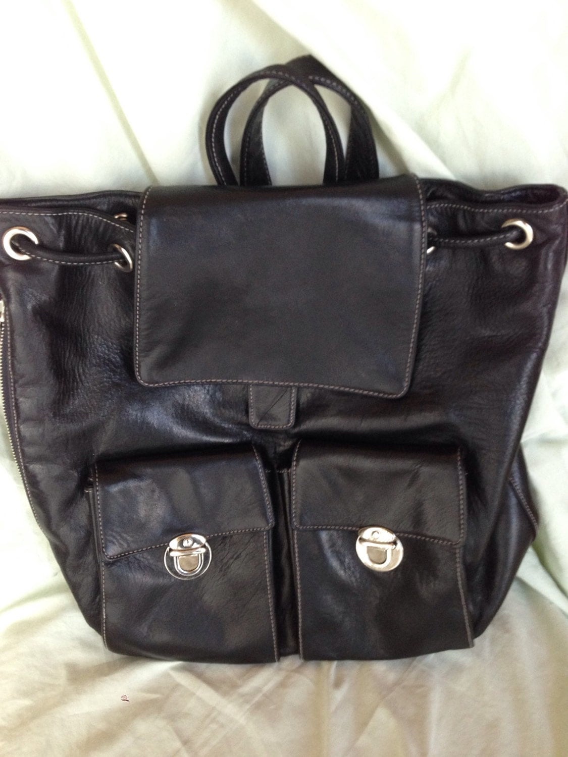 Gorgeous perlina black leather backpack shoulder bag