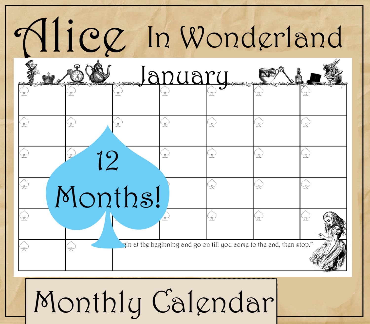 sale-alice-in-wonderland-monthly-calendar-planner