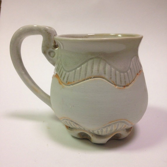 12oz Porcelain Coffee Mug Handmade and Painted Ceramic
