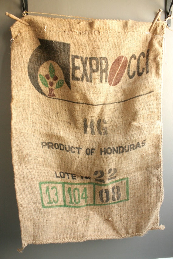 Vintage Burlap Sack Burlap Coffee Sack Large by OurVintageBungalow