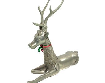 large silver reindeer statue