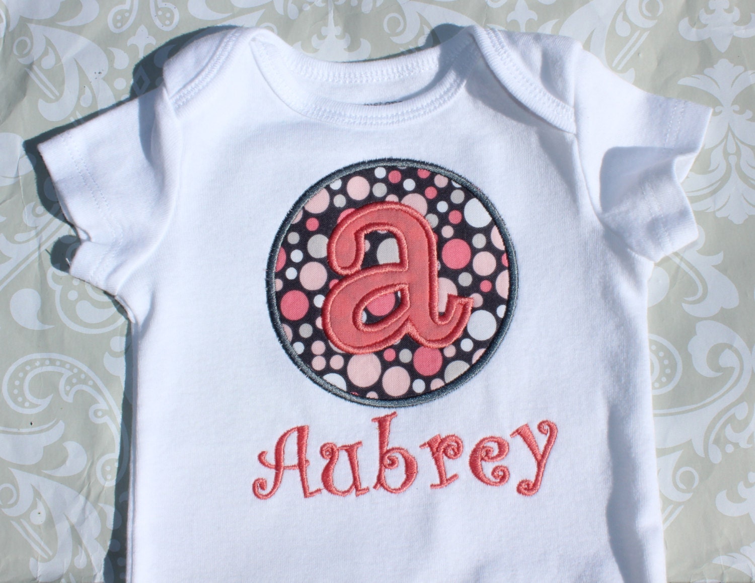 Personalized Onesie Baby girl Appliqued initial by burpsandbabes