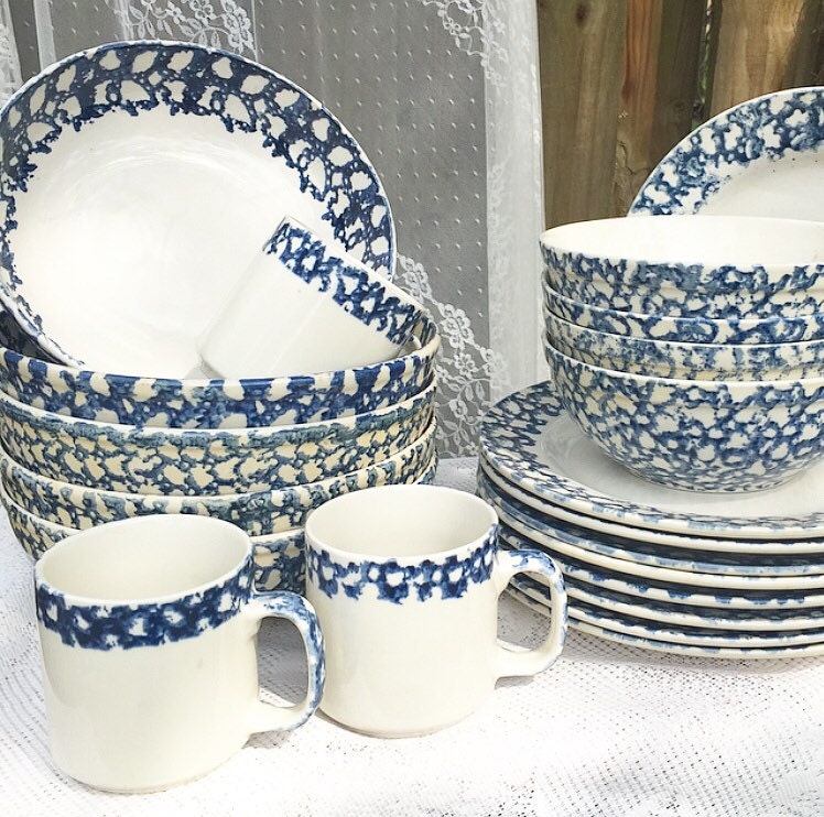 22 Pc Gibson Stoneware Dinner Serving set Dish Plate Bowl