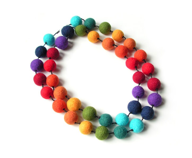 Felted necklace felt necklace felted beads felt beads