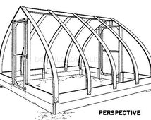 ARCHROOF GREENHOUSE BLUEPRINTS Plans Plastic Covered Gardening Indoor    greenhouse plans etsy