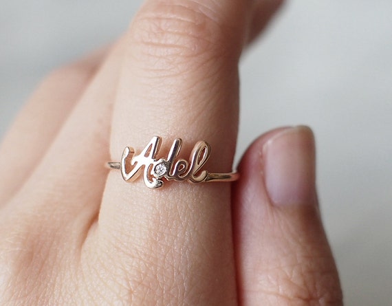 custom name ring personalized name ring with cz birthstone custom name ring personalized name ring with cz birthstone