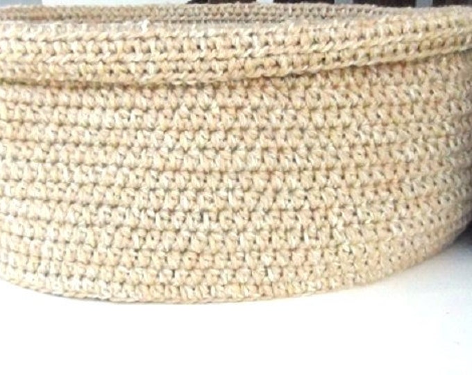 Beige Basket, Made in Maine Crochet Soft Sided Cat Bed, 16" Handmade Basket