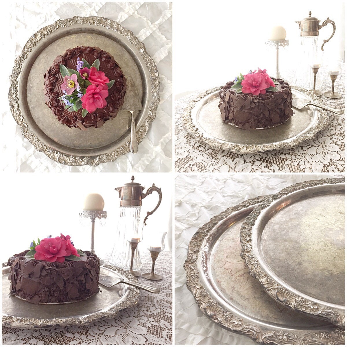 Extra Large Wedding Cake Platter Sterling Silver Stand ...