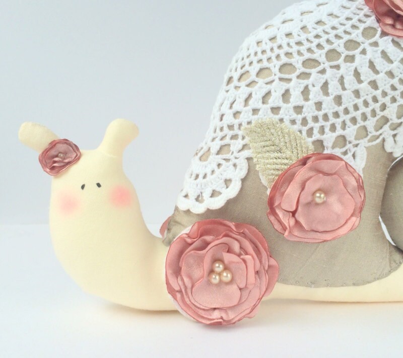 snail toy shabby cottage chic toy snail in silk shell snail toy shabby cottage chic toy snail in silk shell