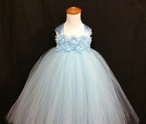 Light blue flower girl dress/ Junior bridesmaids dress/ Flower girl ...