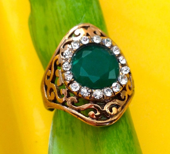 emerald diamond turkish wedding ring