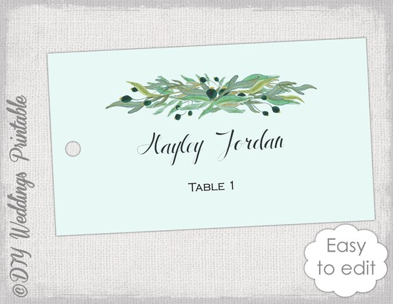 rustic favor tag template wreath name place