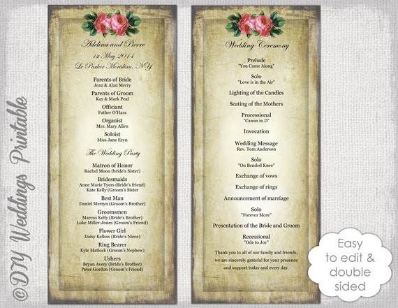 28 Vintage Wedding Program Templates Best Photos Of Vintage