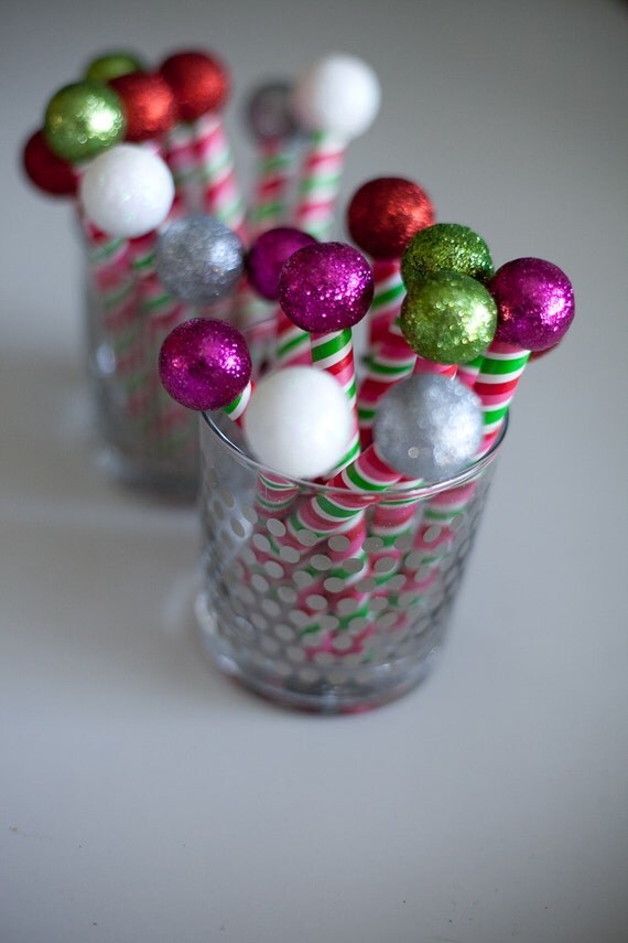 Holiday Glitter Ball Drink Stirrer perfect Parties Signature