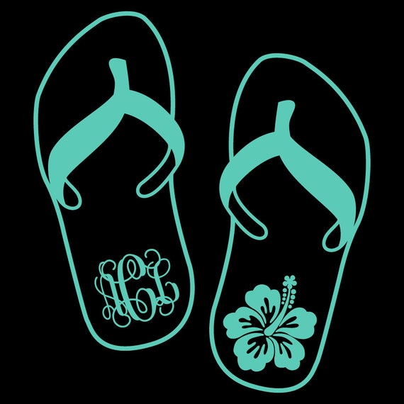 Flip Flop Monogram Decal Sticker by Vaultvinylgraphics on Etsy