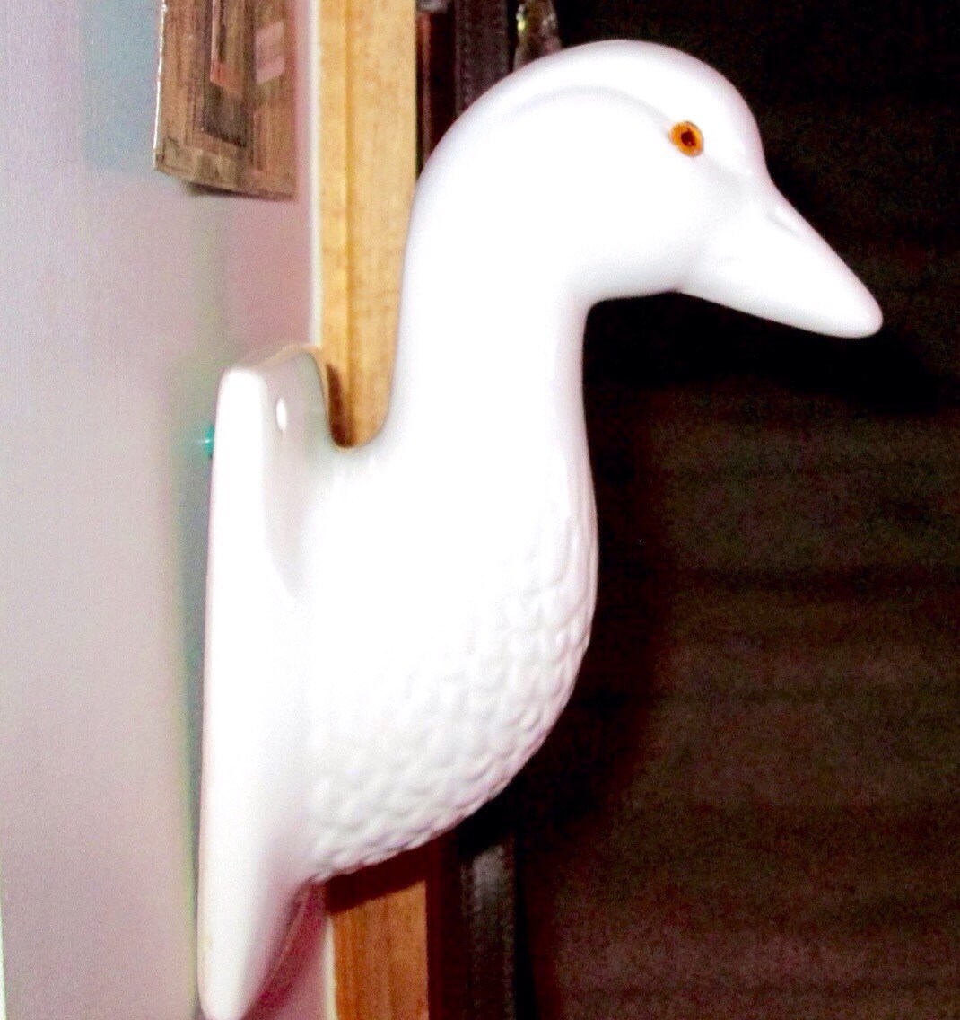 Porcelain Hook Towel Holder Duck Head Display. by FriendsRetro