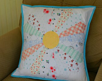 dresden pillow, Quilted pillow, blue and white pillow, Accent Pillow, shabby chic pillow, Accent Pillow, Sofa Pillow, Decorative Pillow