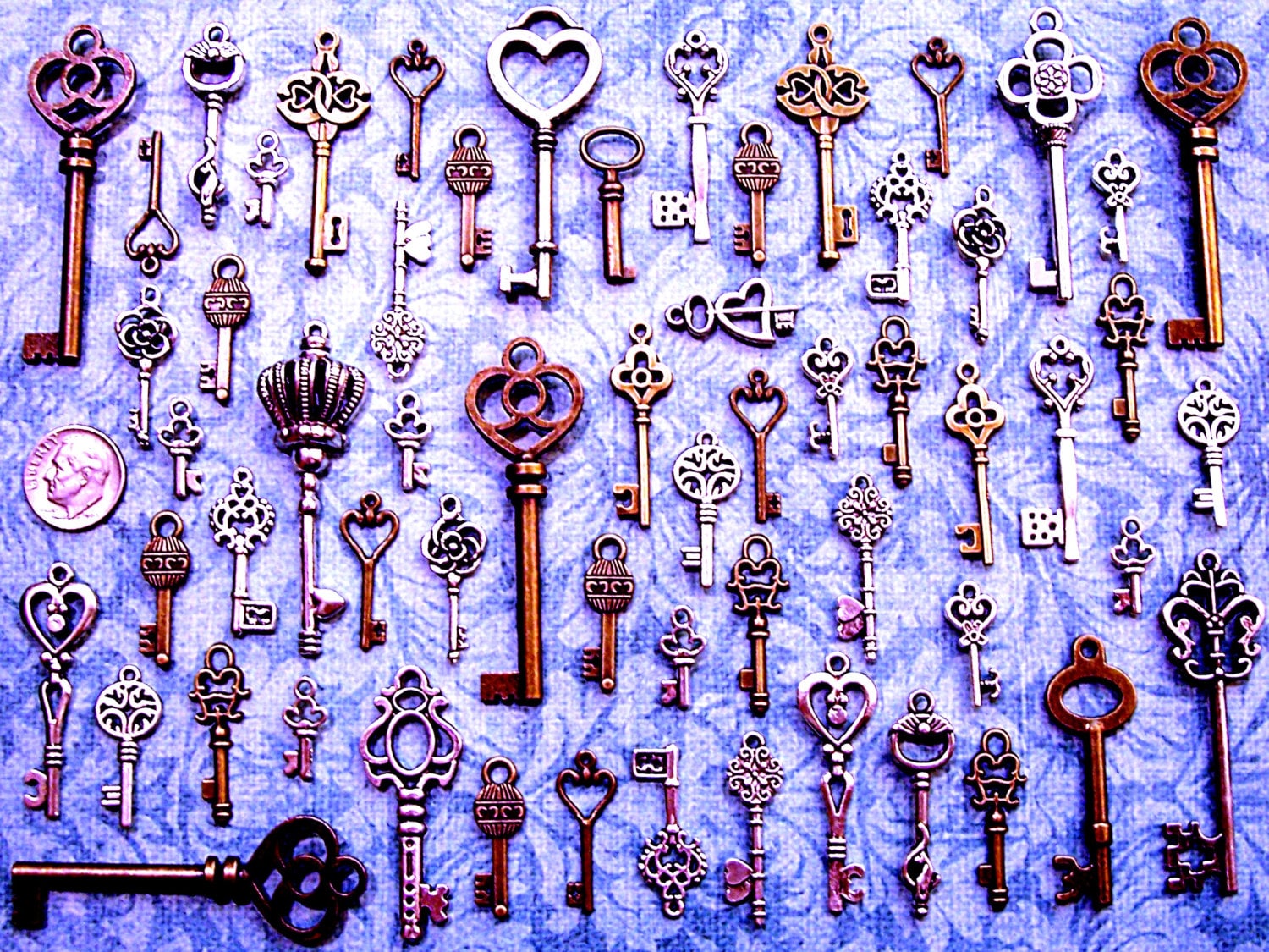 68 Bulk Lot Skeleton Keys Vintage Antique Look Replica Charms Jewelry Steampunk Wedding Bead Supplies Pendant Collection Reproduction Craft steampunk buy now online