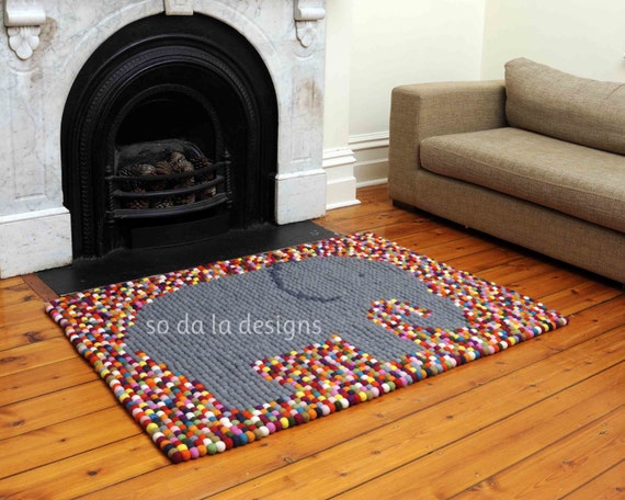 sheep rug pom pom Rug Pom Elephant Felt Freckle approximately Grey Pom  120x170cm Ball