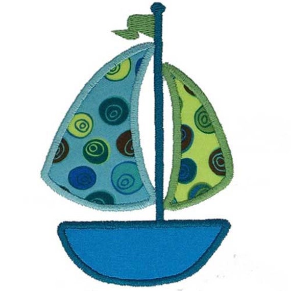 Sailboat Applique Machine Embroidery Digital Design Boat Summer
