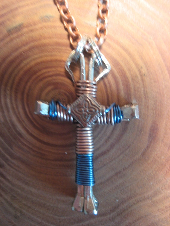 Horseshoe nail crosses hand made and wire by HopeforHorses on Etsy