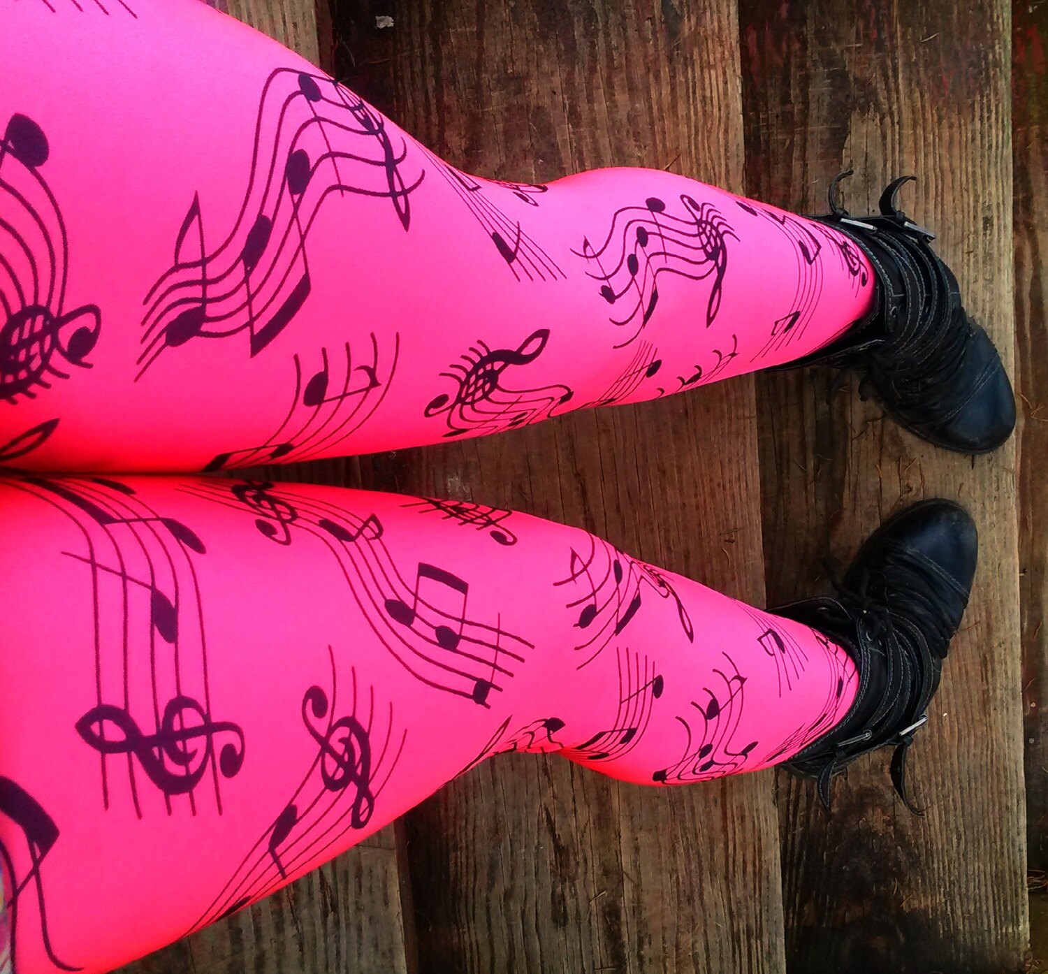 Neon pink funky BEATS music notes Leggings pants lycra neon UV