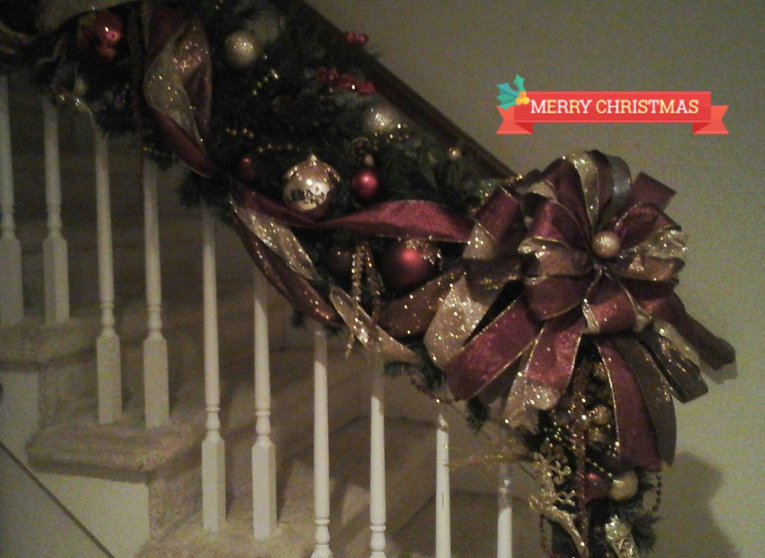 Sale, 5pc Set! Christmas Wreath, Swag, Garland, Lighted, TREE Topper, Door, Wall, Mantel, Stairs, Table Holiday Decor