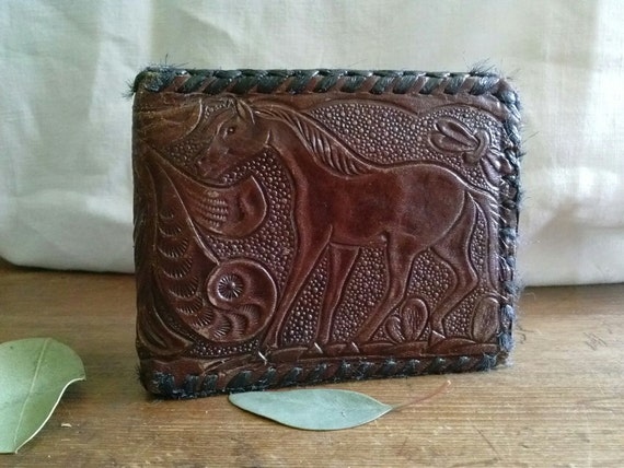 Vintage Leather Wallet Tooled Mexican Leather by ANTHEMandOBJECT