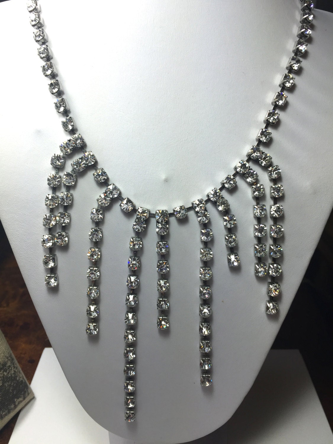 Vintage Rhinestone Bib Necklace