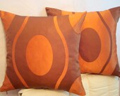 Orange geometric 18x18  pillow cover â€“ Brown silk cushion