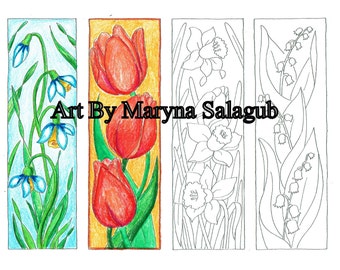 coloring page bookmarks spring flowers digital stamp easter diy instant download print color make yourself printable - Halloween Bookmarks To Color coloring page bookmarks spring flowers digital stamp easter diy instant download print color make yourself printable - Halloween Bookmarks To Color
