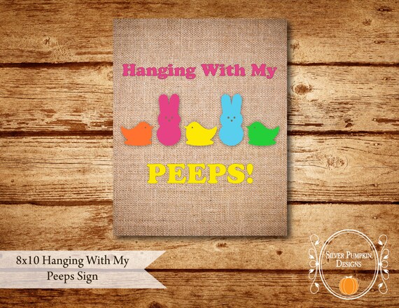 8x10 Hanging With My Peeps Burlap Easter by SilverPumpkinDesign