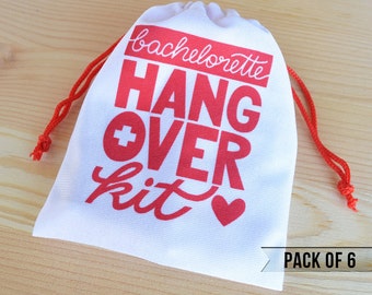 Bachelorette Party Favors - Hangover Kit Bags - Bachelorette Hangover Kit Bags - Pack of 6