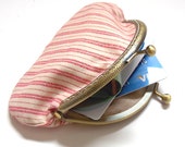 Coin Purse / Change Purse / Red & White Metal Framed Coin Purse