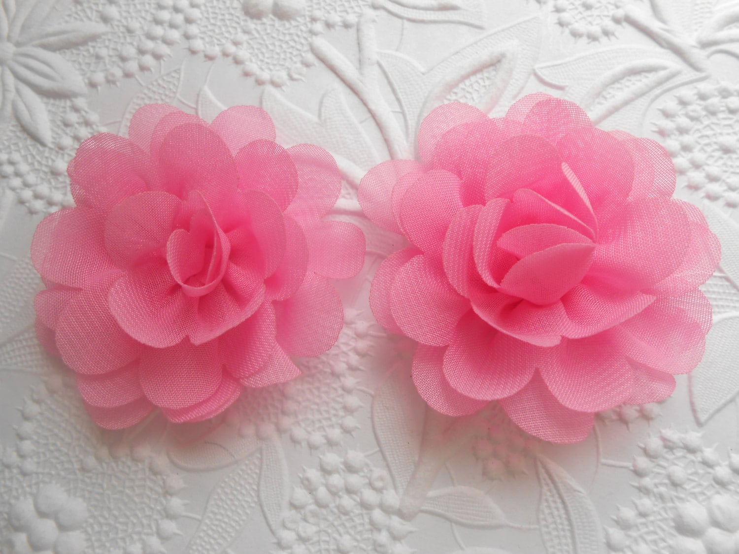 Pink 2 Chiffon Flowers use in DIY craft for