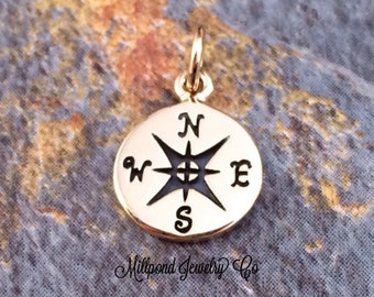 Compass Charm, Compass Pendant, Bronze Charm, Bronze Pendant, Necklace Charm, Necklace Pendant, Nautical Charm, Nautical Pendant, PB0111