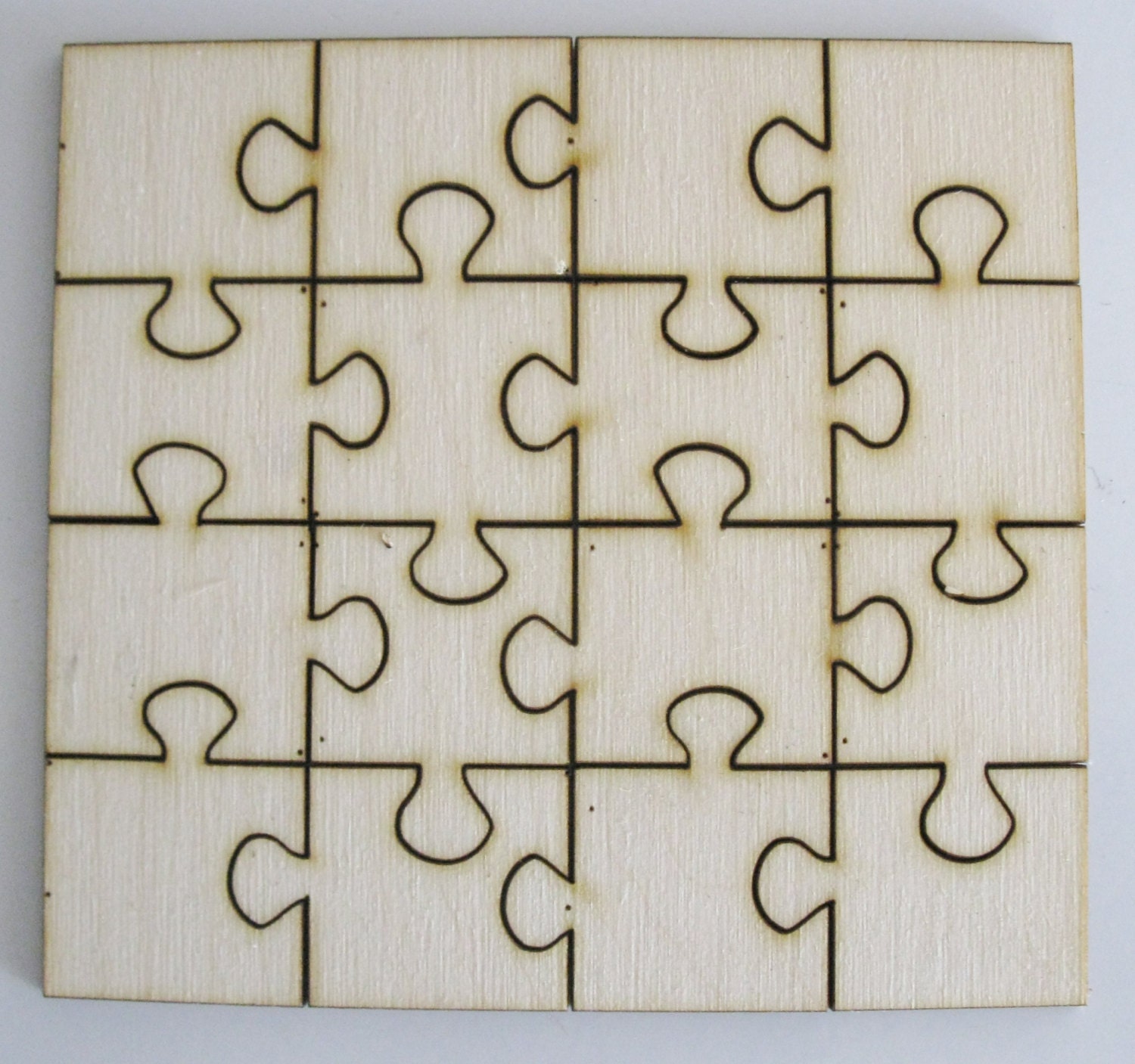 16 Piece Puzzle Unfinished Laser Cut Wood Shape Sixteen