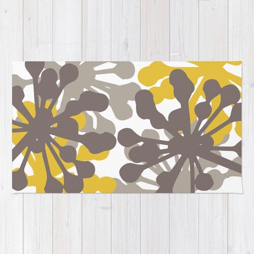 Floral Rug Brown and Mustard Yellow Area Rug Modern