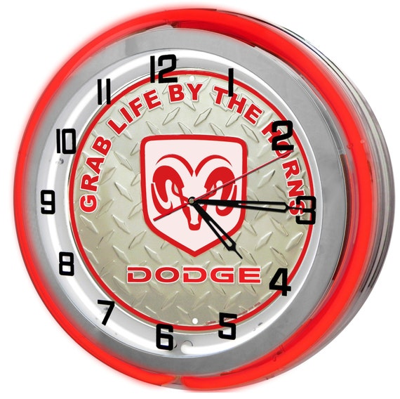 Dodge Ram Red Double Neon Clock by RedeyeLaserworks on Etsy