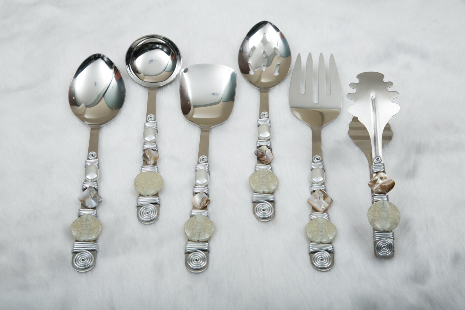 6 Piece Beaded Serving Utensil Set Serving WareWire