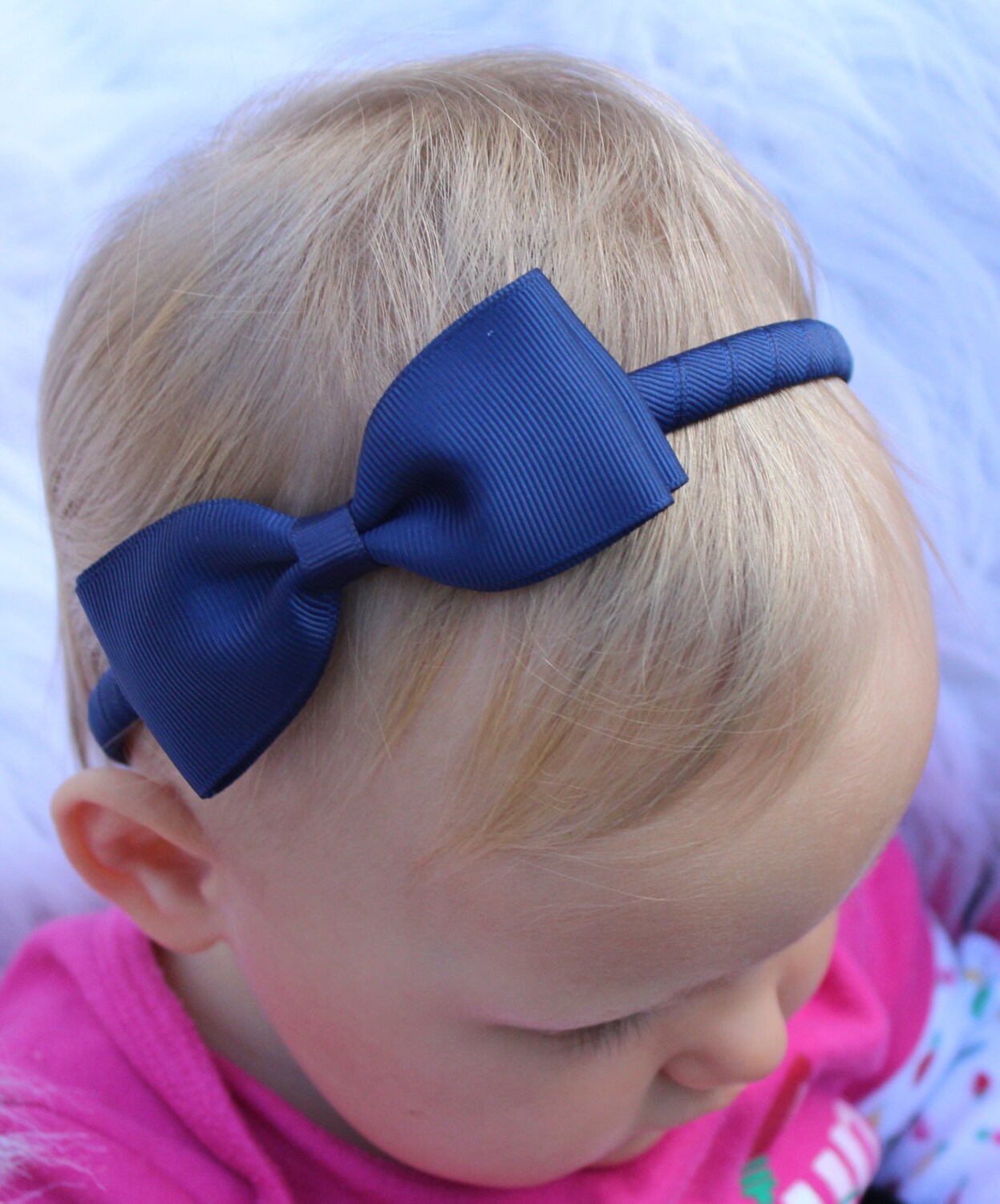 navy blue bow headband plastic bow headband by SummerBloomKids