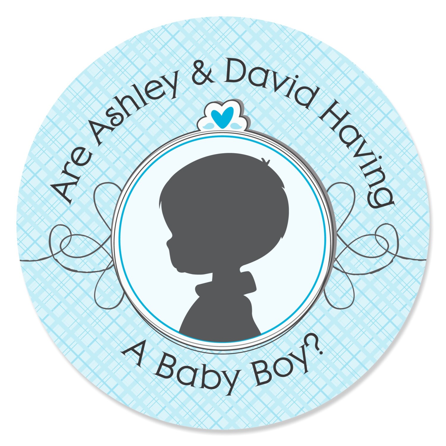 24 Gender Reveal Boy Circle Stickers Personalized Baby