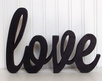 LOVE Wood Sign, Love Word Sign. Black love Letter Sign