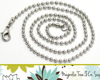 Ball Chain Necklaces, Lobster Clasp, Silver Ball Chains, DIY, Ball Chain Necklace, Ball Size 2.4mm, 20 inches (51cm), 12 pcs (N1563)