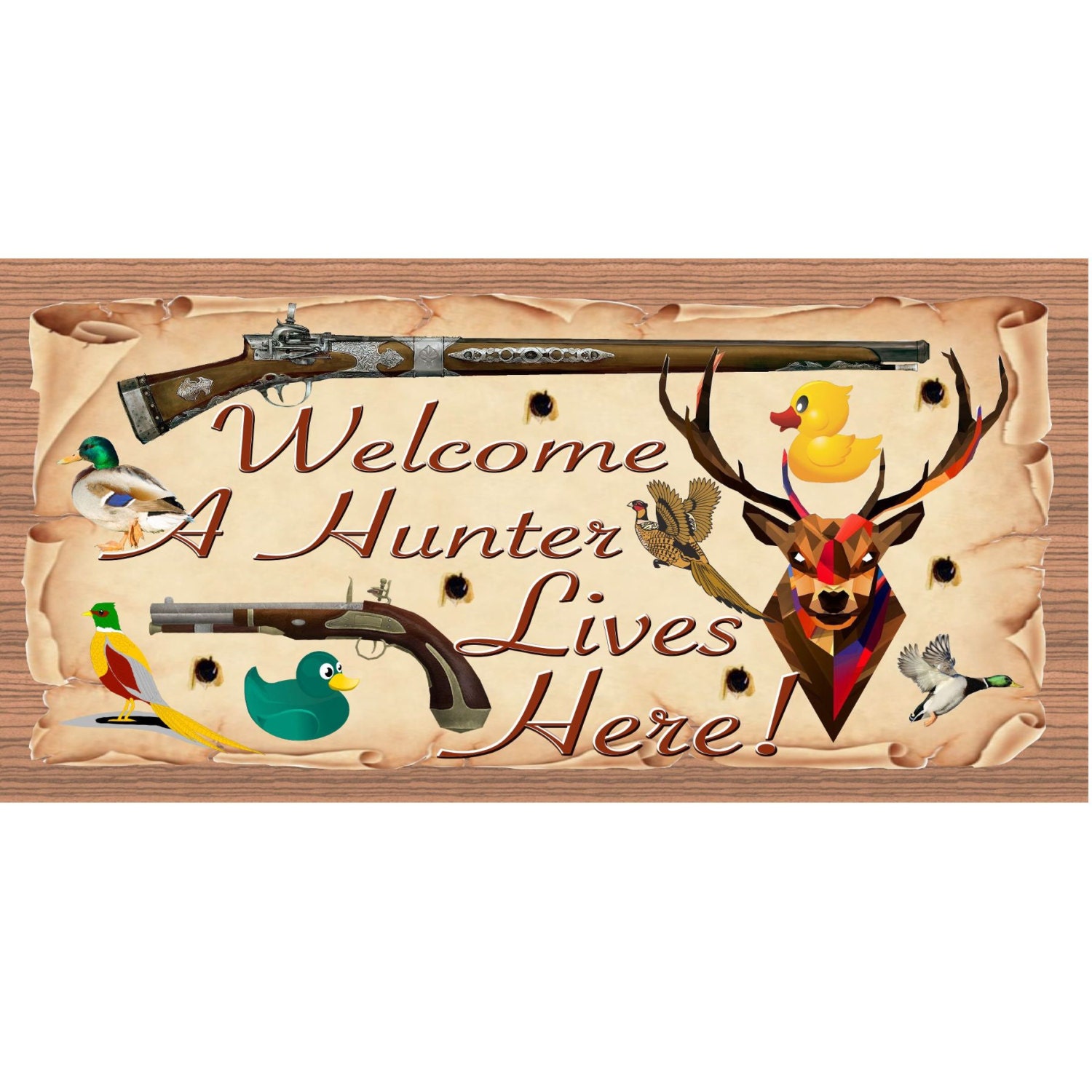 Hunting Wood Signs A Hunter Lives Here GS1857