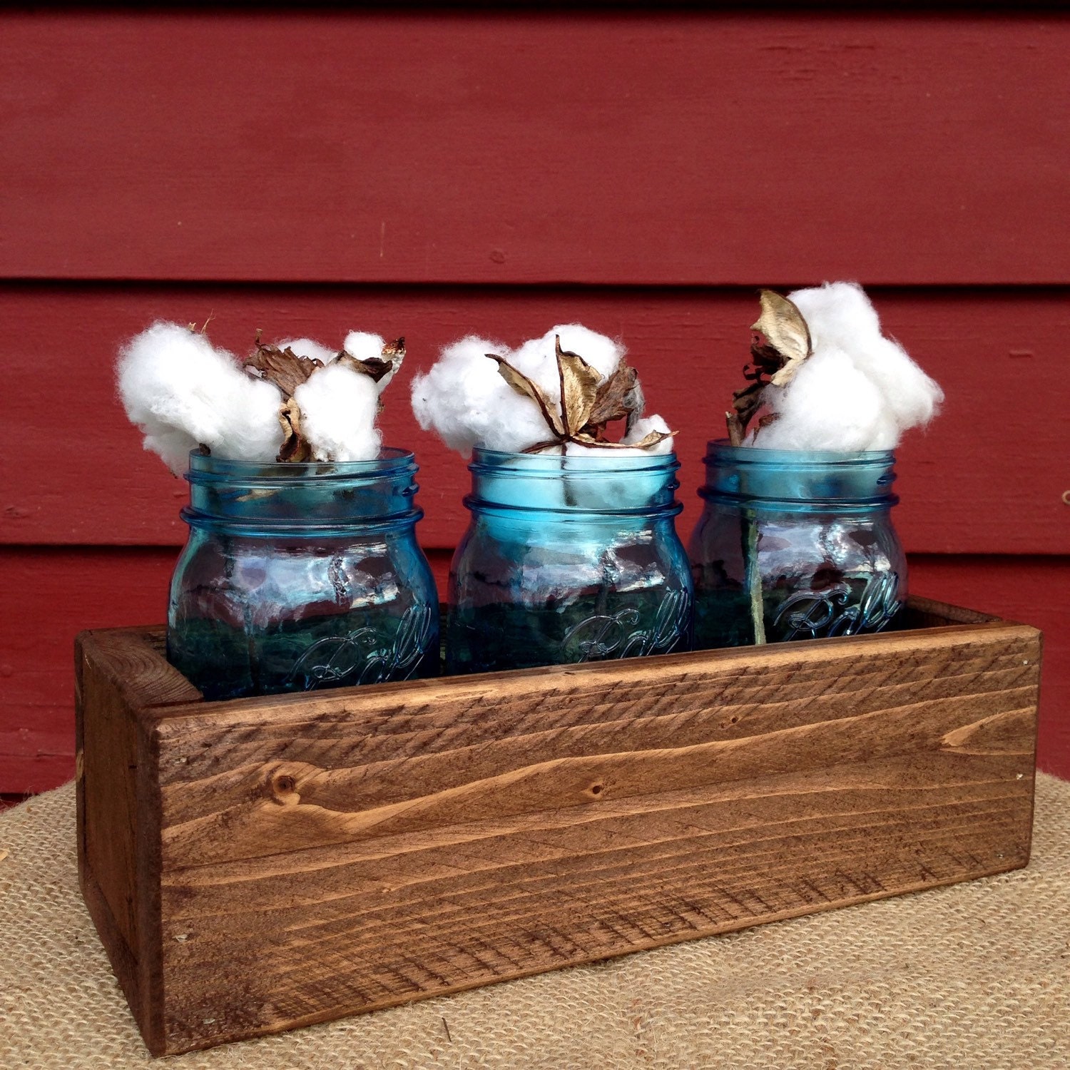 Mason Jar Display Stained Wood Box By Rusticfarmhousestyle 8035