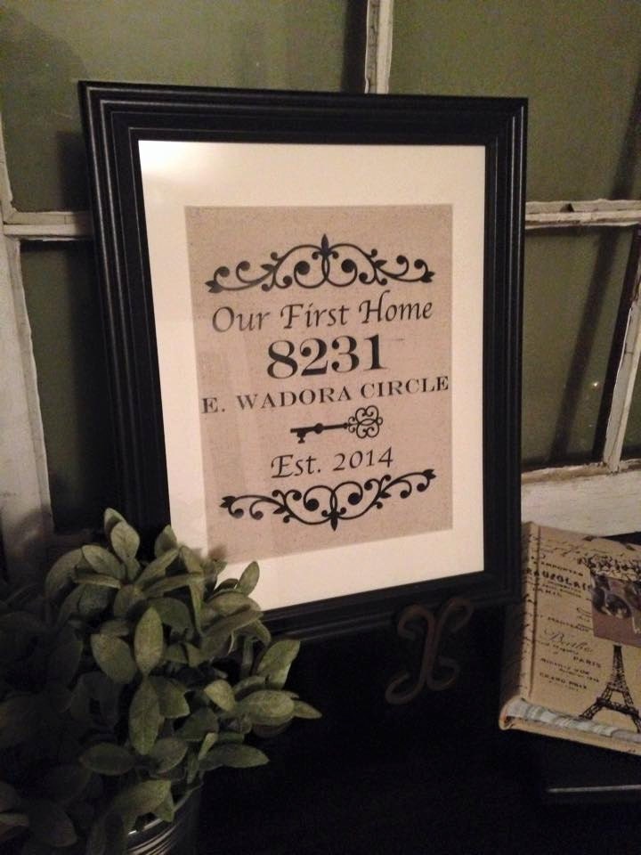 Our First Home personalized canvas withe bevelled black frame