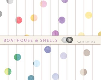 WATERCOLOR DOTS, Scrapbooking digital paper pack with dots and watercolor texture, printable, instant download - 24 papers - 158